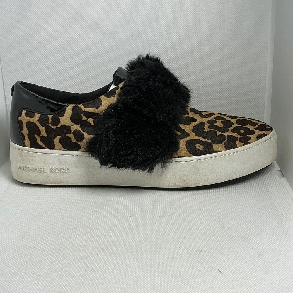 Michael Michael Kors Leopard Calf Hair Faux Fur Slip-On Sneakers Size 10 - Picture 8 of 12